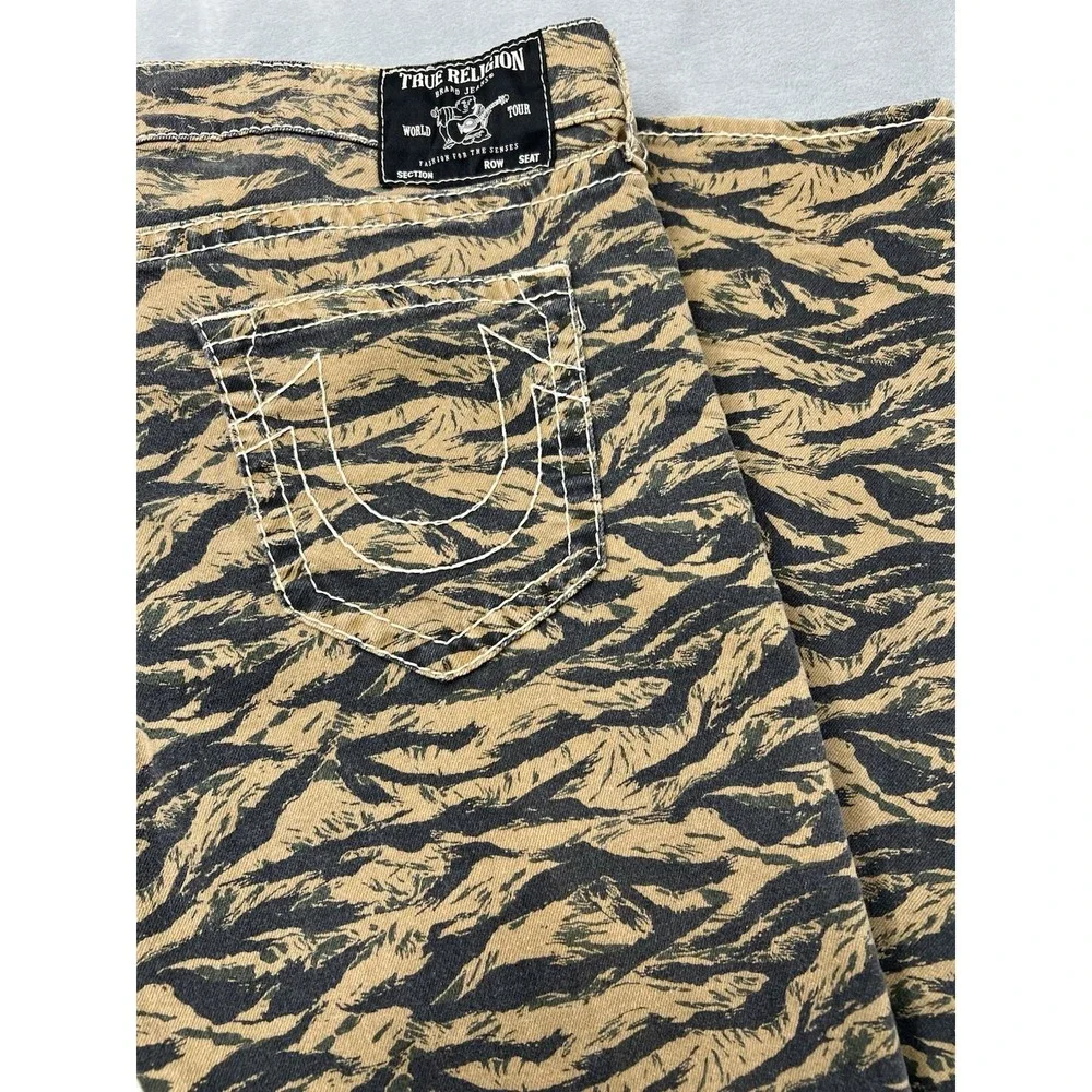 True Religion Ricky Twill Denim Jeans Mens 38x33 Camo Relaxed Straight Pants